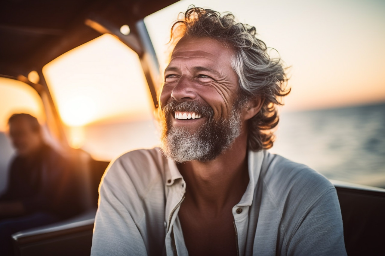 Man enjoys sunset yacht cruise