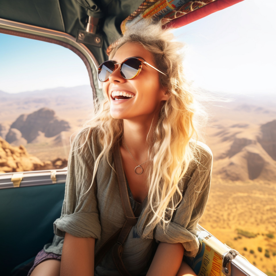 Tourist enjoys breathtaking hot air ride