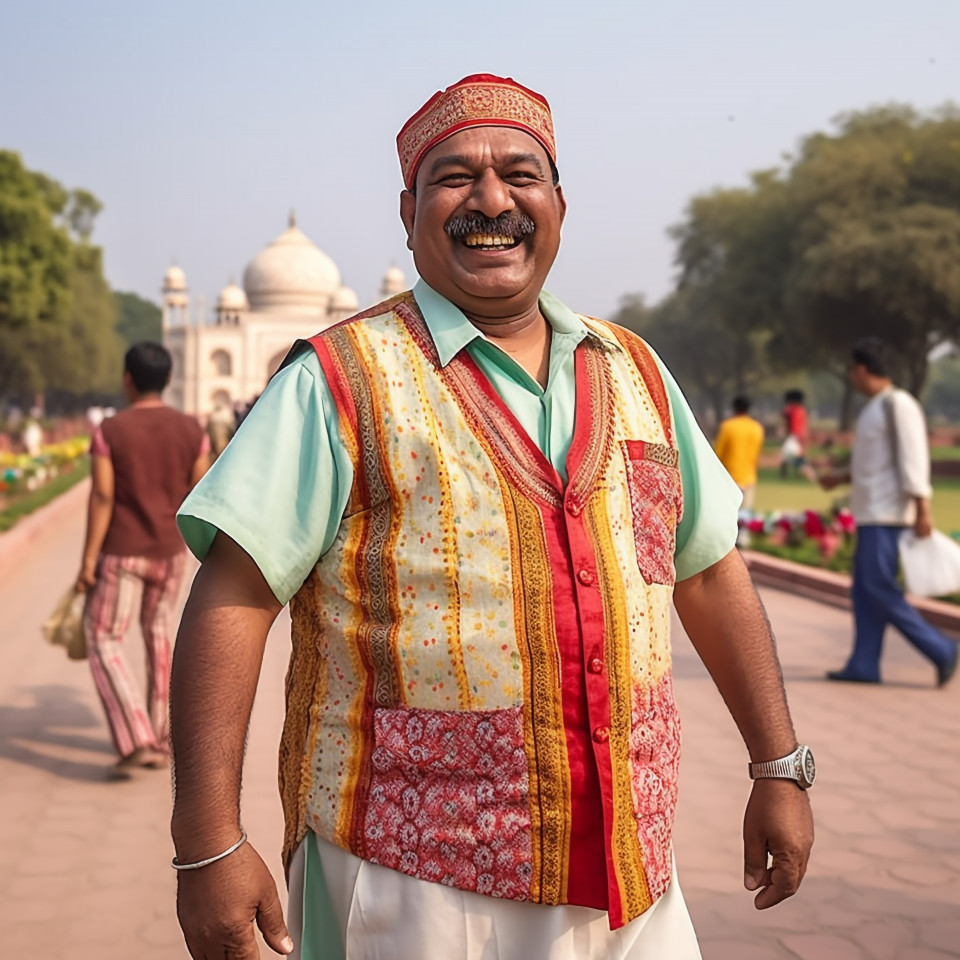 Friendly indian tour guide smiling at work