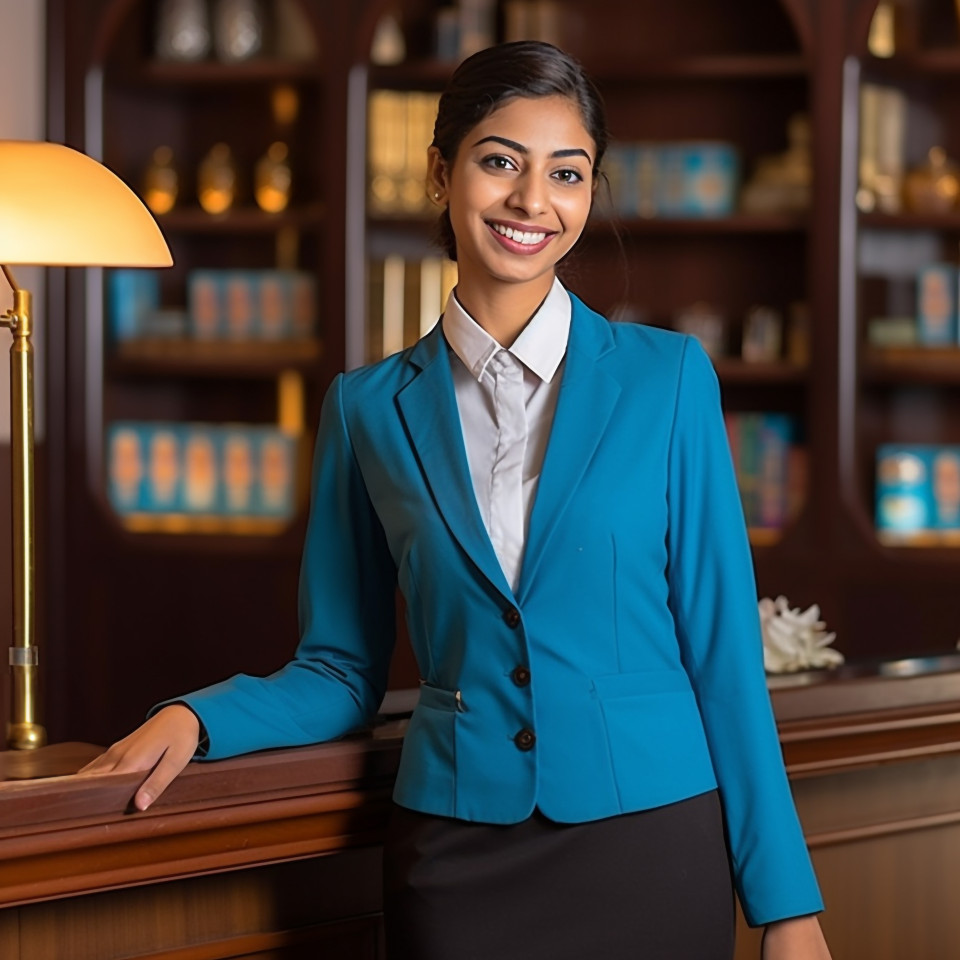 Indian concierge smiling at work