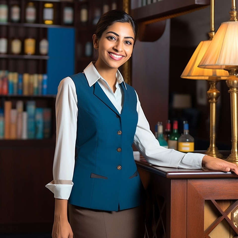 Indian concierge smiling at work