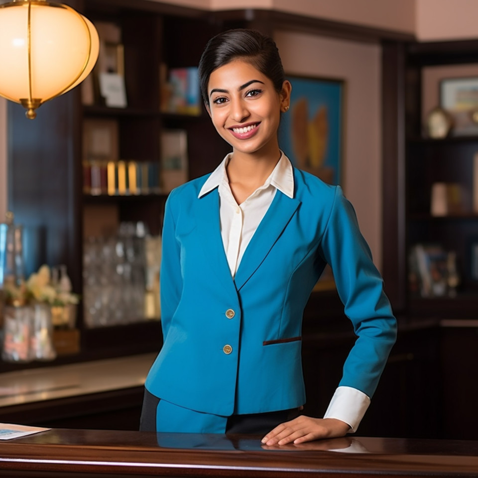 Indian concierge smiling at work