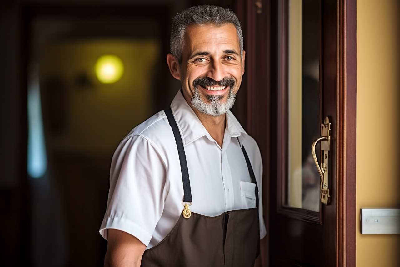 Friendly doorman at work