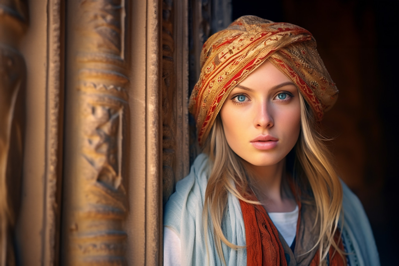 Woman exploring ancient petra jordan