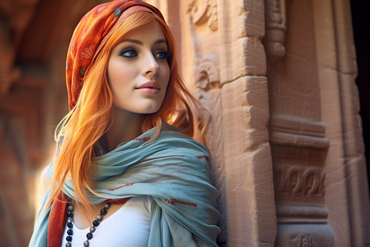 Woman exploring ancient petra jordan