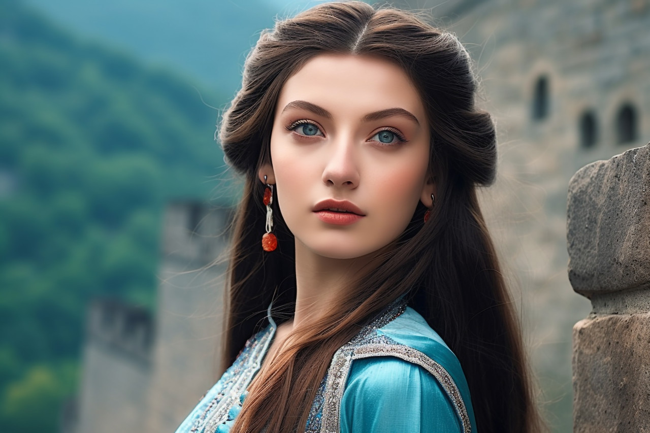 Confident traveler explores great wall of china