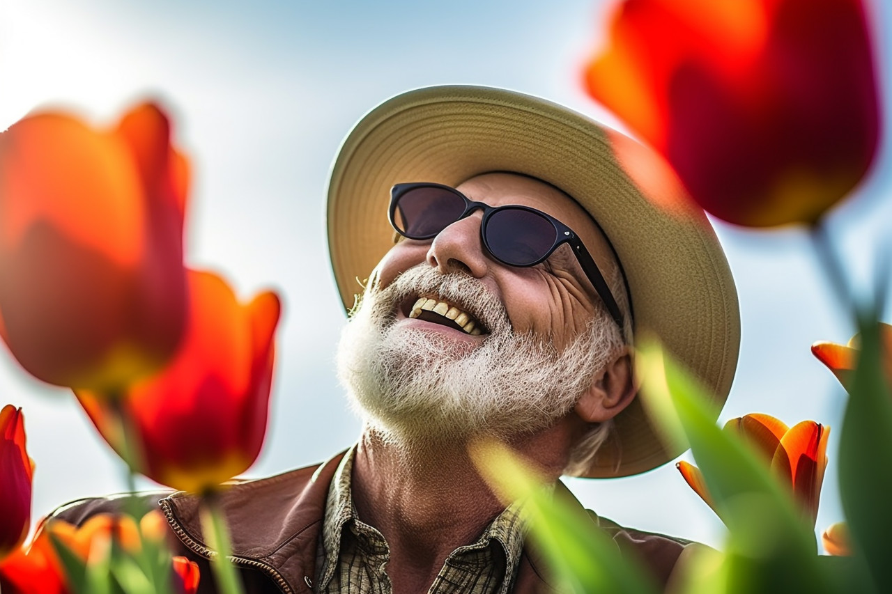 Visitor marvels at tulips in the netherlands