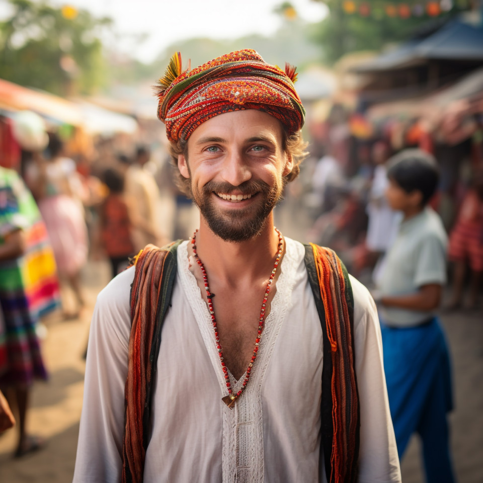 Culturally curious traveler attends local festival