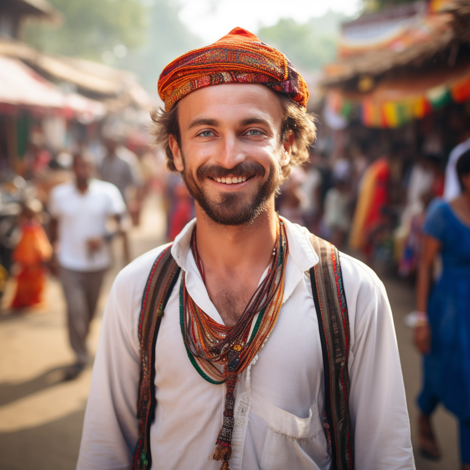 Culturally curious traveler attends local festival