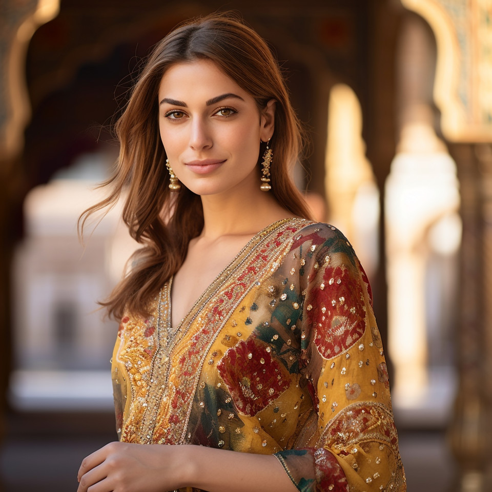 Culturally immersed woman in jaipur