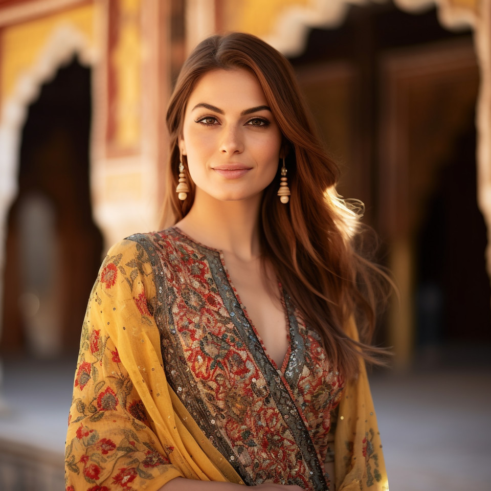 Culturally immersed woman in jaipur