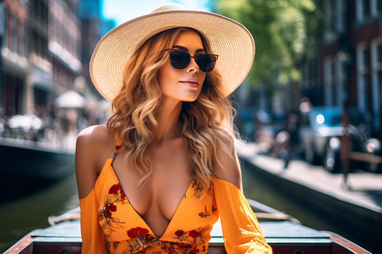 Tourist admiring the canals of amsterdam