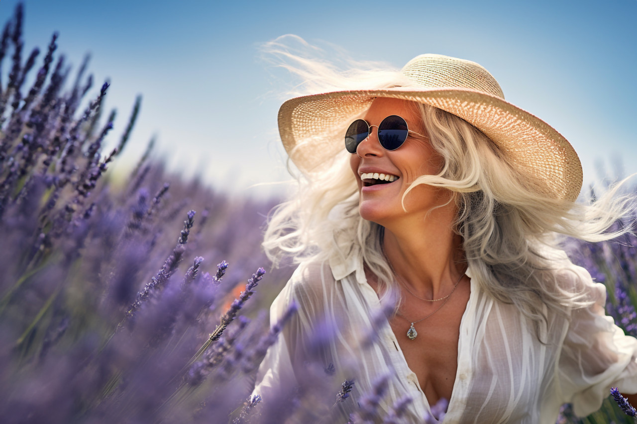 Lady in provence lavender fields
