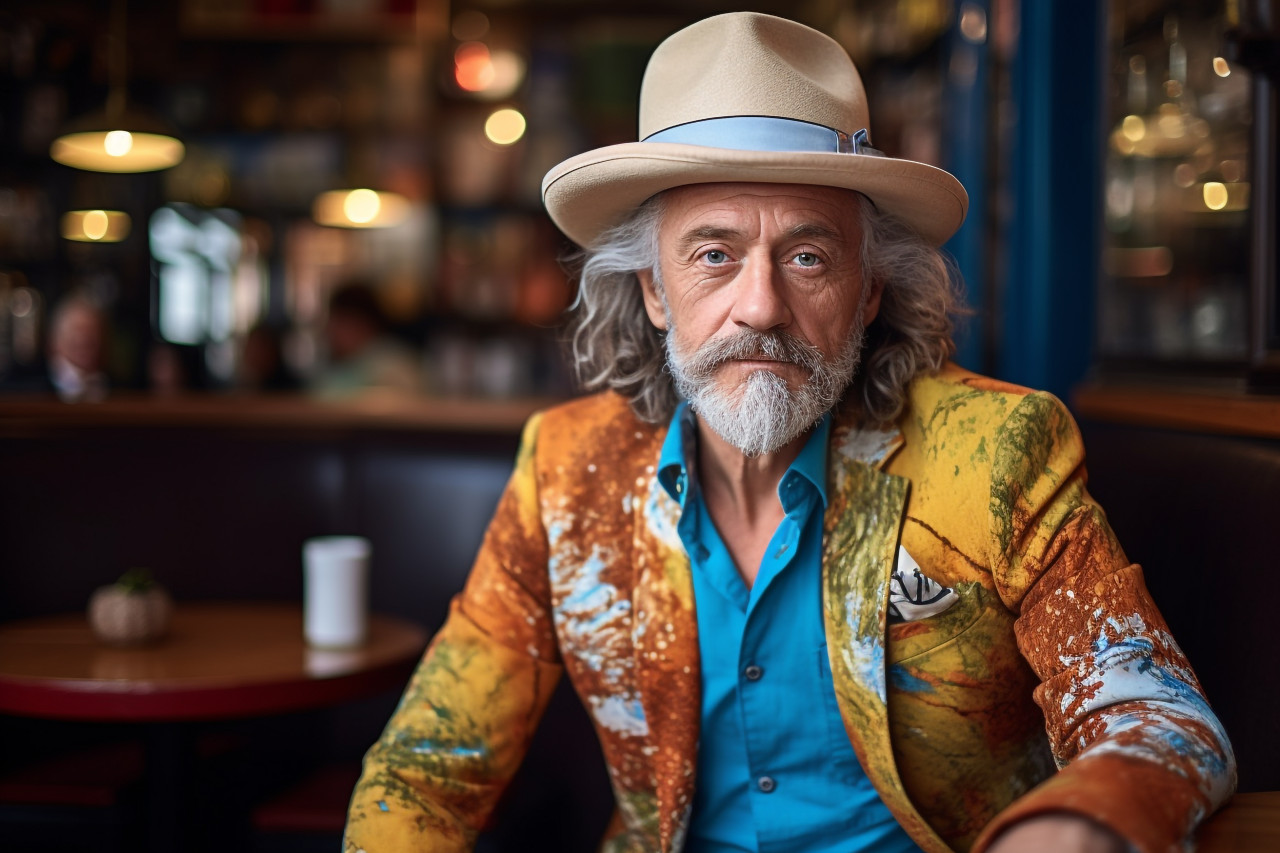 Stylish man in european cafe
