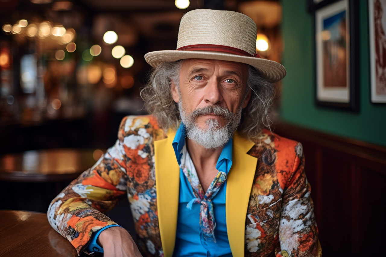 Stylish man in european cafe