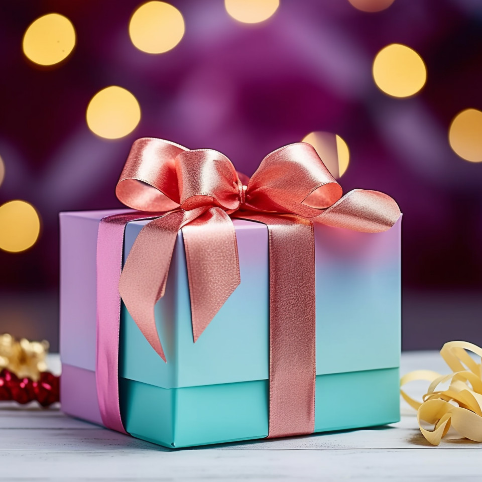 Gift box with bow, beautifully wrapped