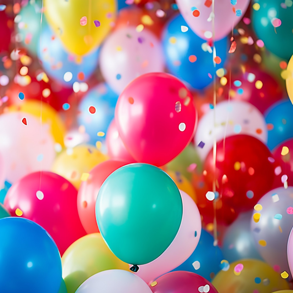 Colorful party balloons in fun shapes