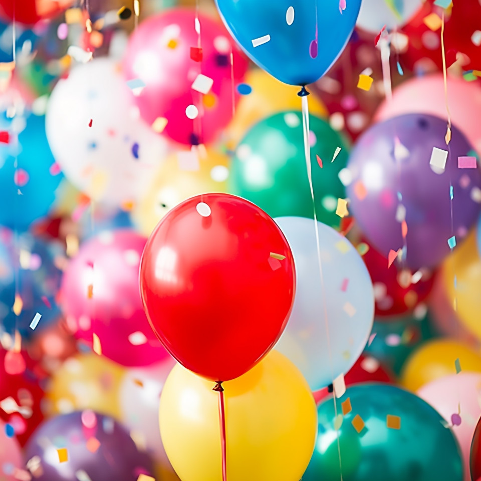 Colorful party balloons in fun shapes