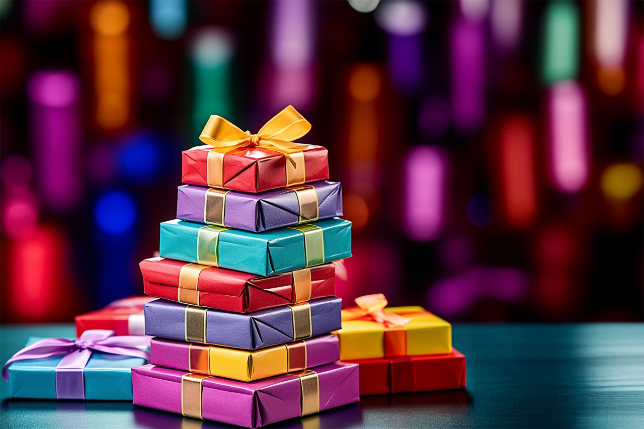 Colorful gift boxes stacked