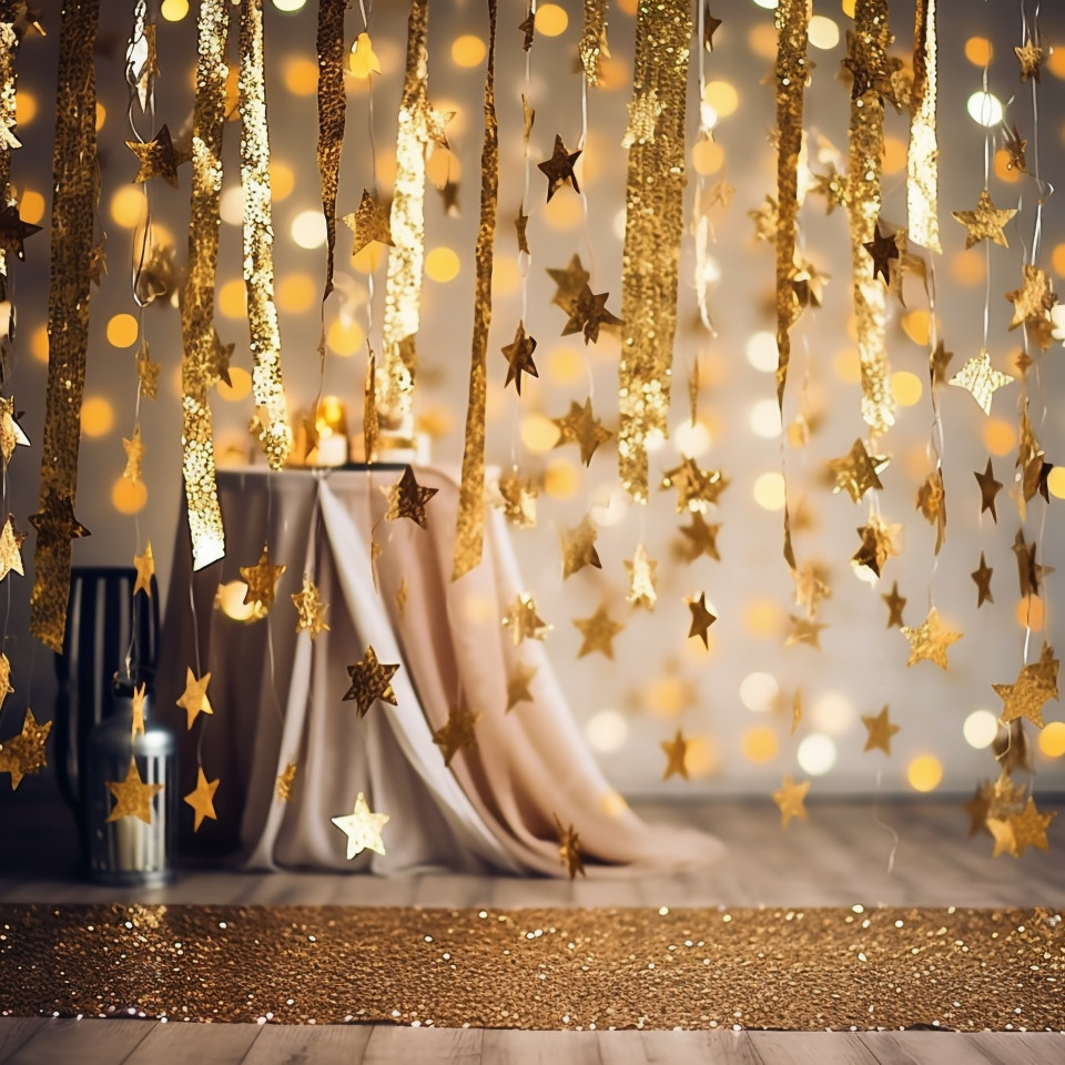 Sparkly party decorations and streamers