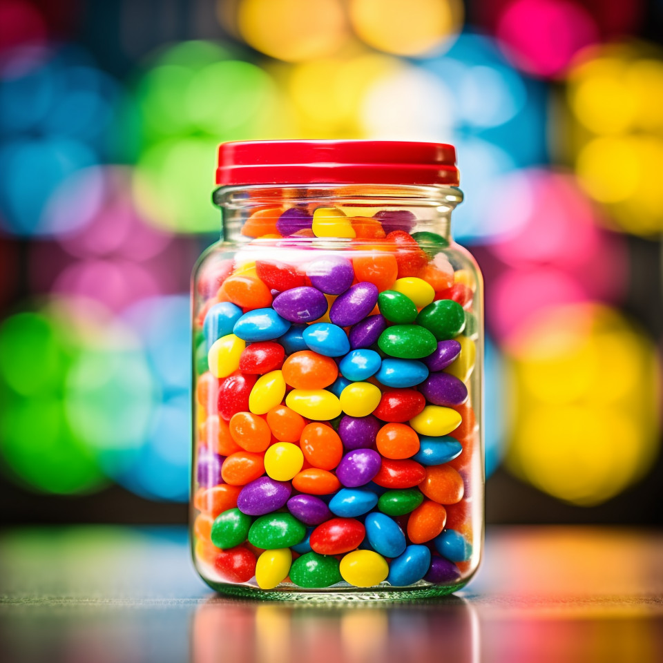 Candy jar filled with vibrant sweets
