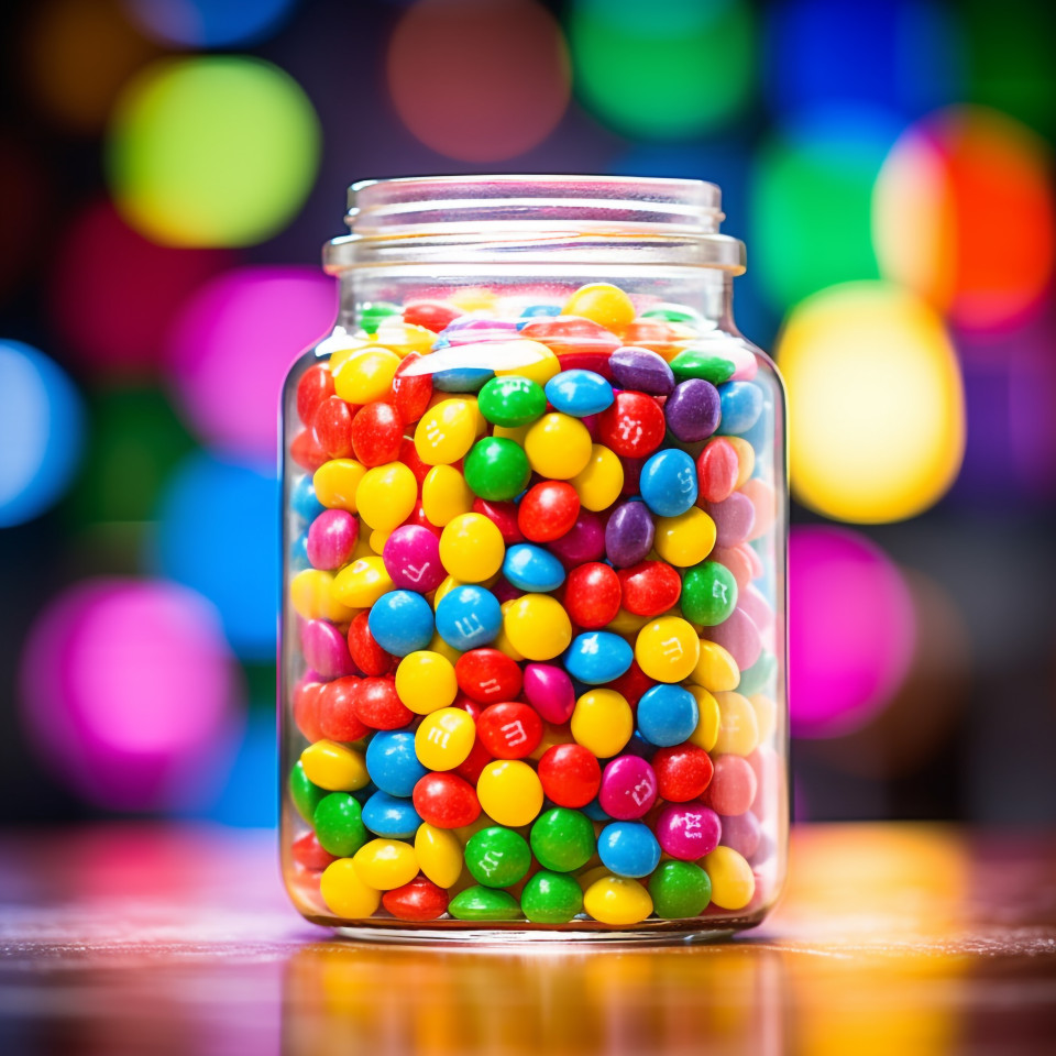 Candy jar filled with vibrant sweets