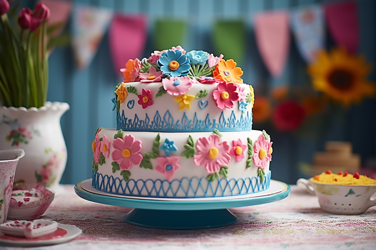 Baby shower cake with cute decorations