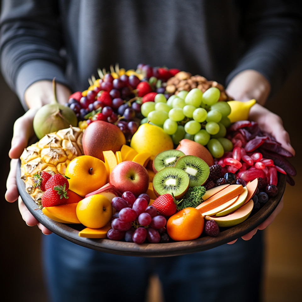 Colorful and delicious fruit platter presentation