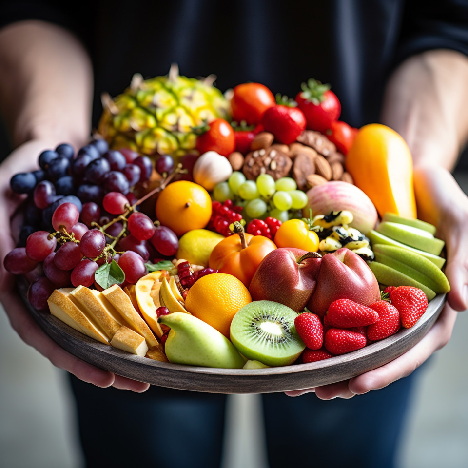 Colorful and delicious fruit platter presentation