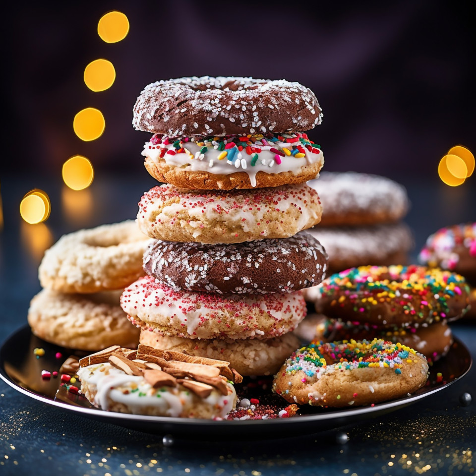 Colorful holiday cookie stacks