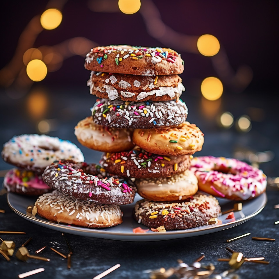 Colorful holiday cookie stacks