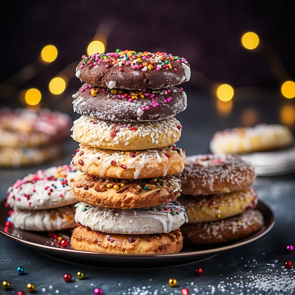 Colorful holiday cookie stacks