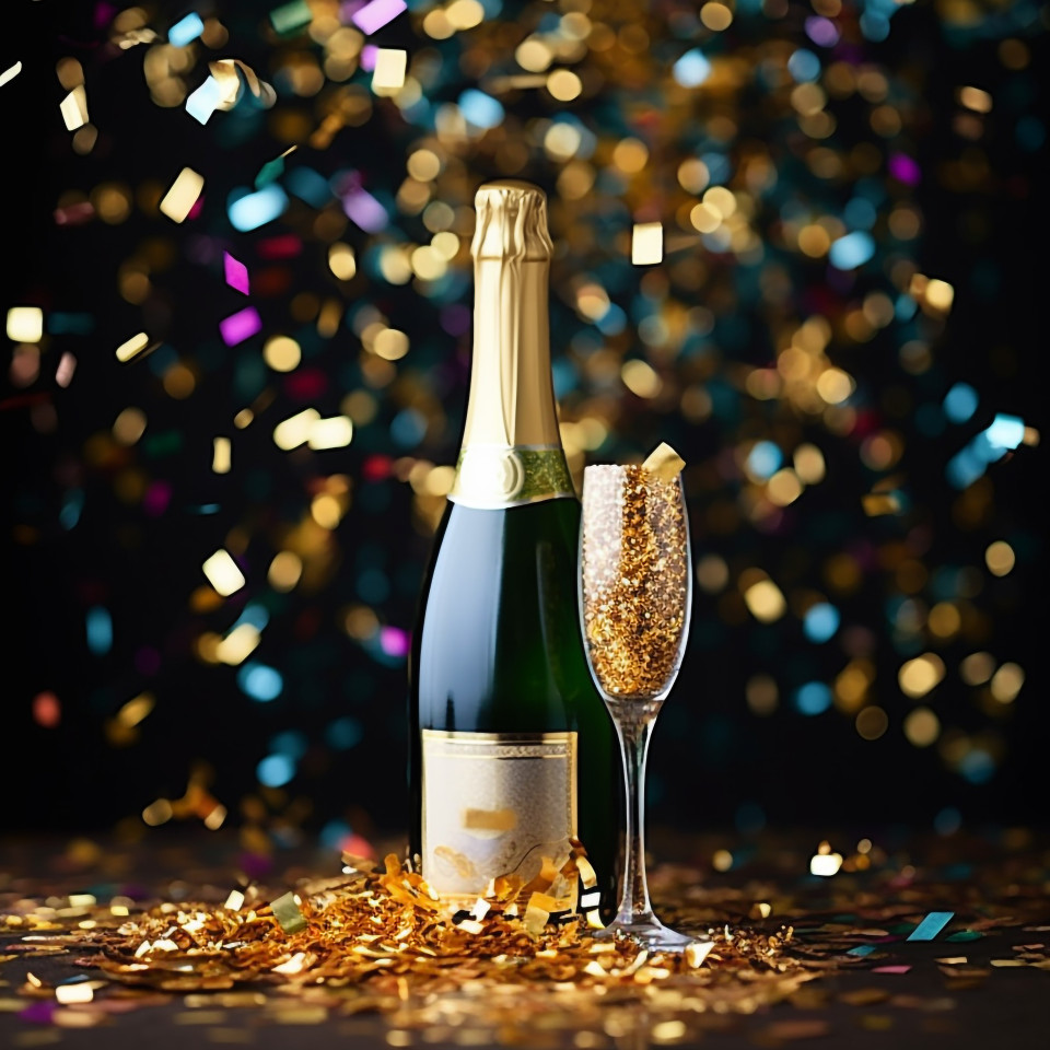 Champagne with confetti party background