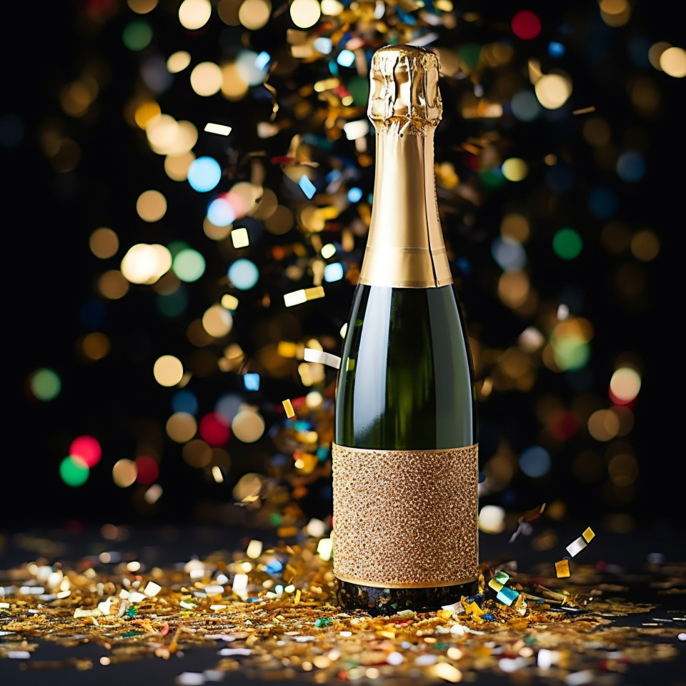 Champagne with confetti party background