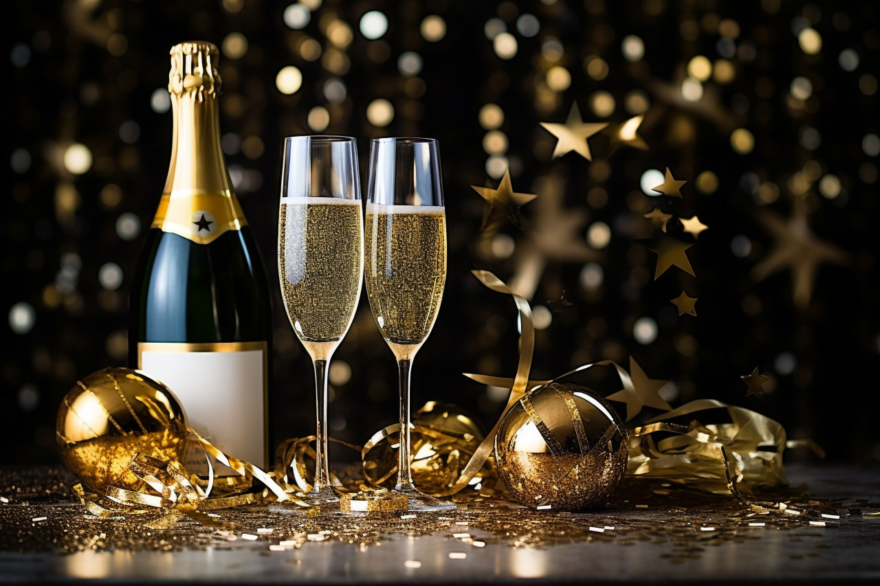 New years eve gold glitter party decorations