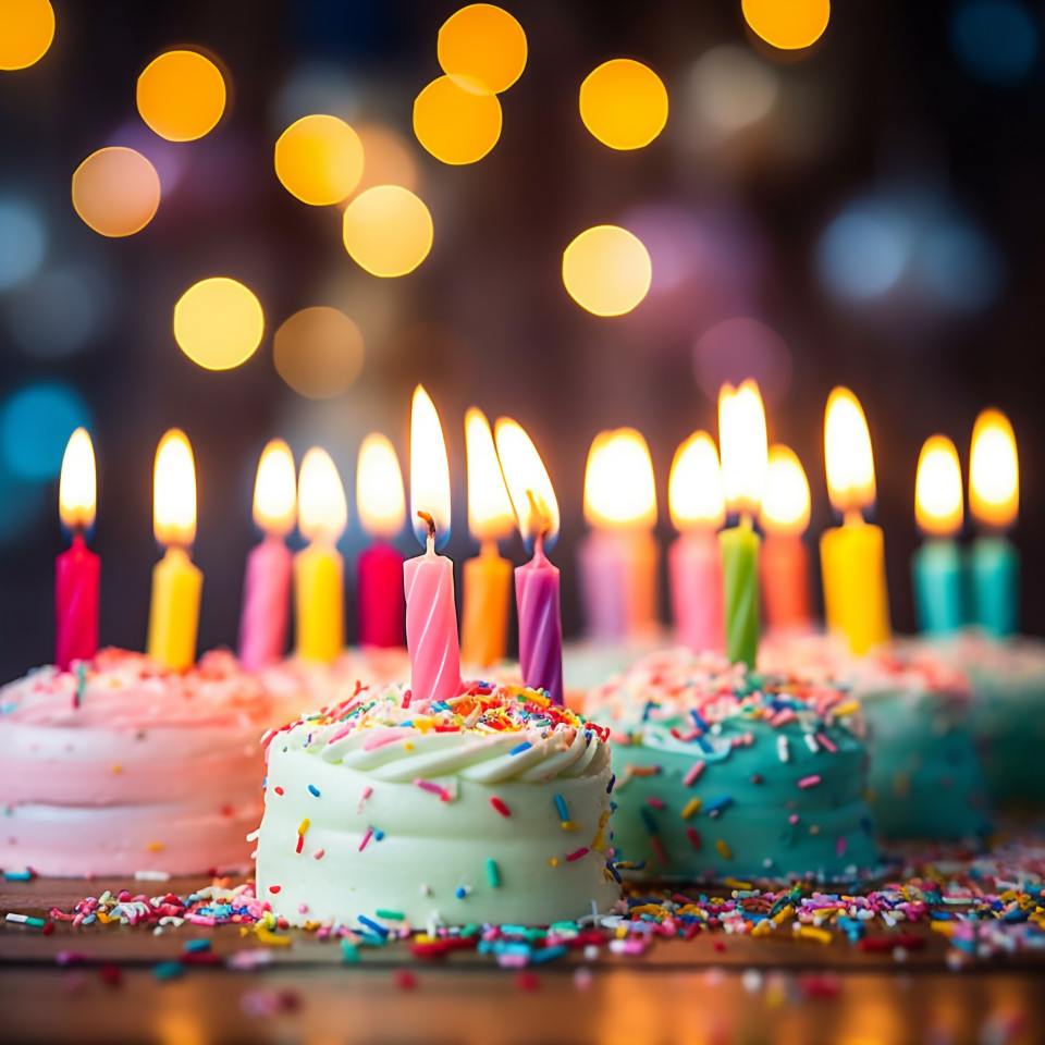 Bright festive birthday candles