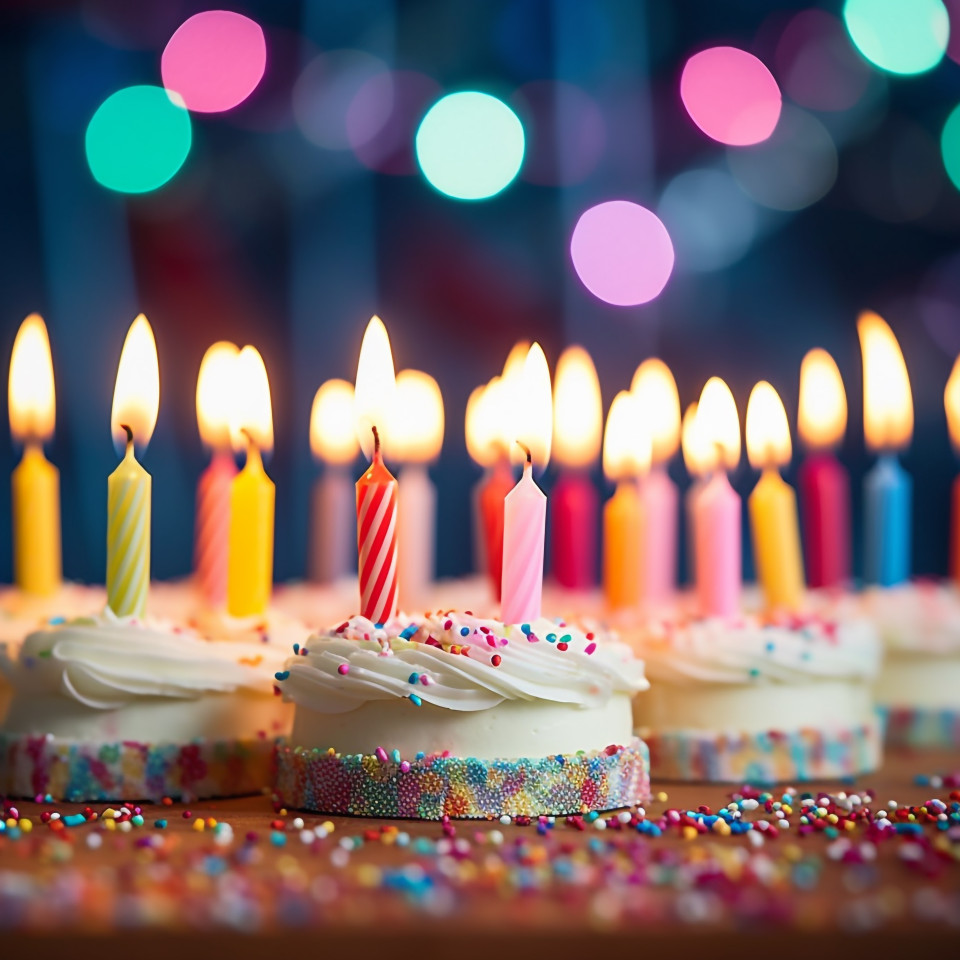 Bright festive birthday candles