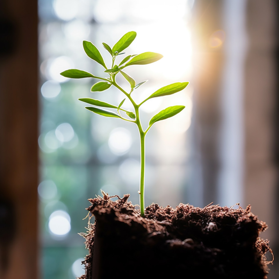 Green grow up in plant room shows growth