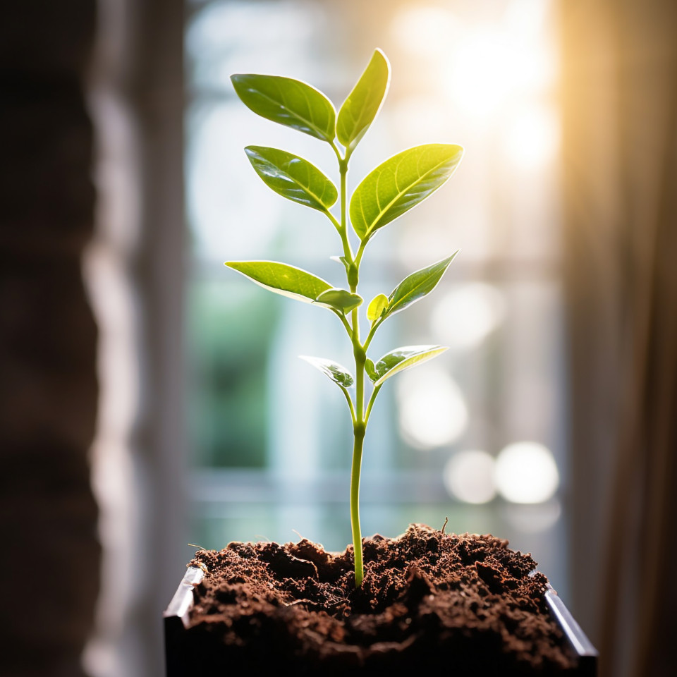 Green grow up in plant room shows growth