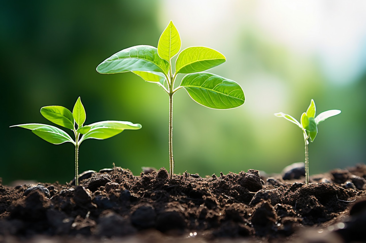 Seedling sprouting from coins