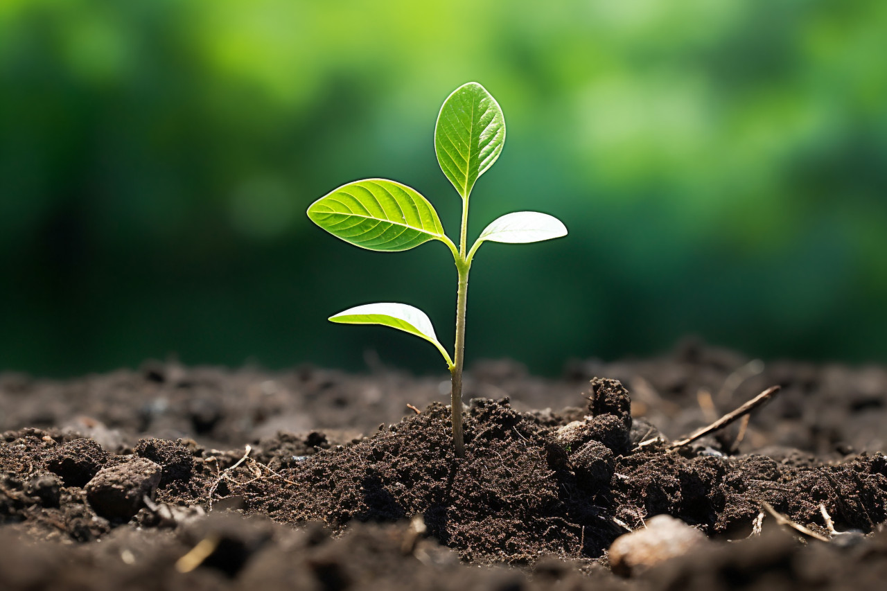Seedling sprouting from coins