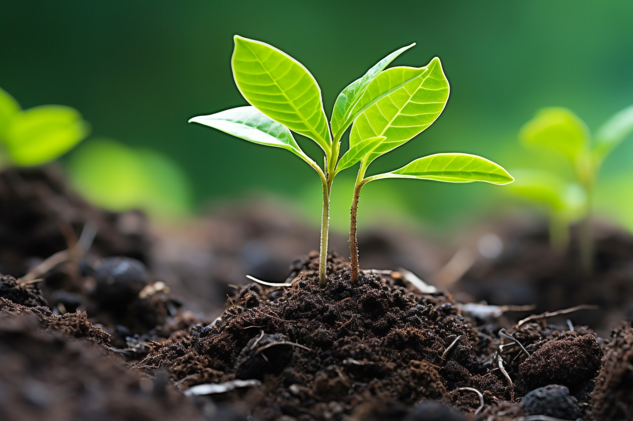 Seedling sprouting from coins