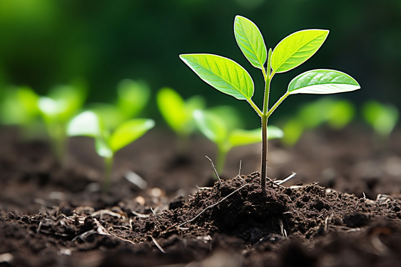 Seedling sprouting from coins