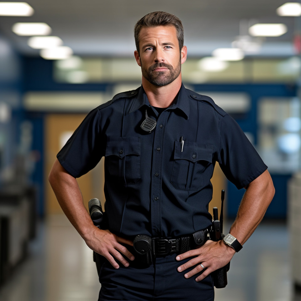 Attractive police officer on duty