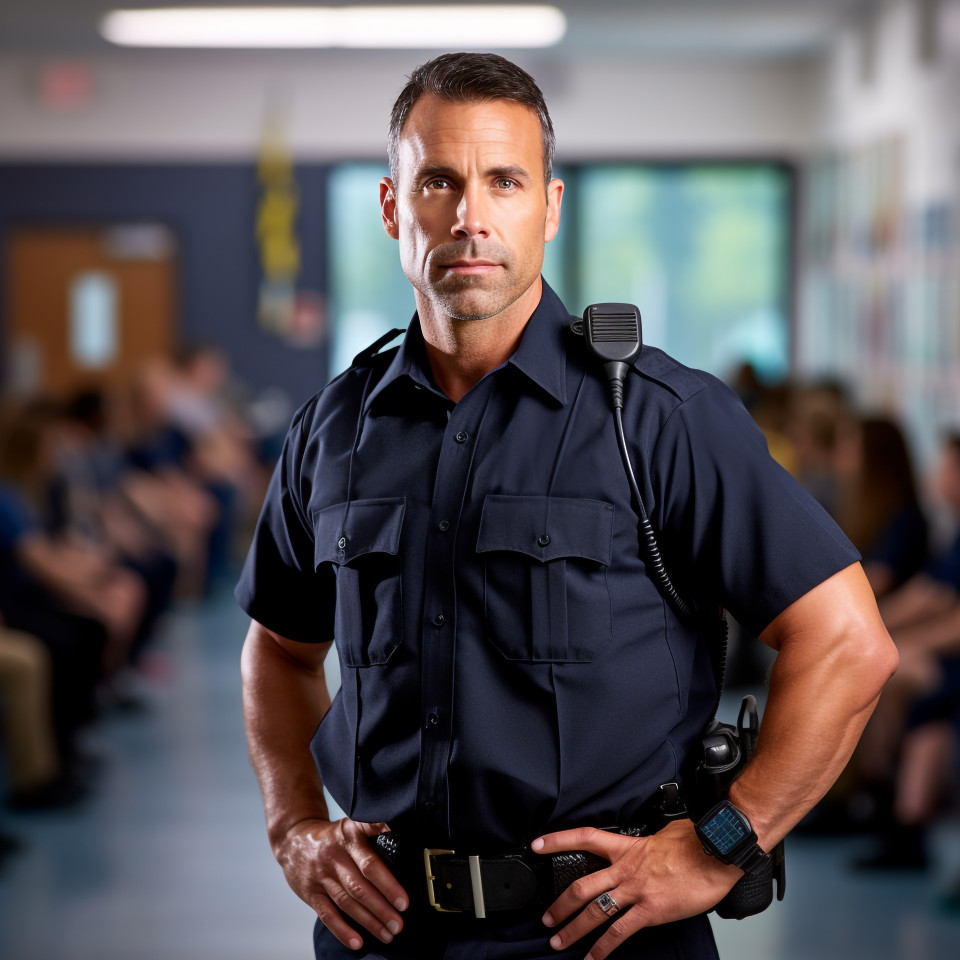 Attractive police officer on duty