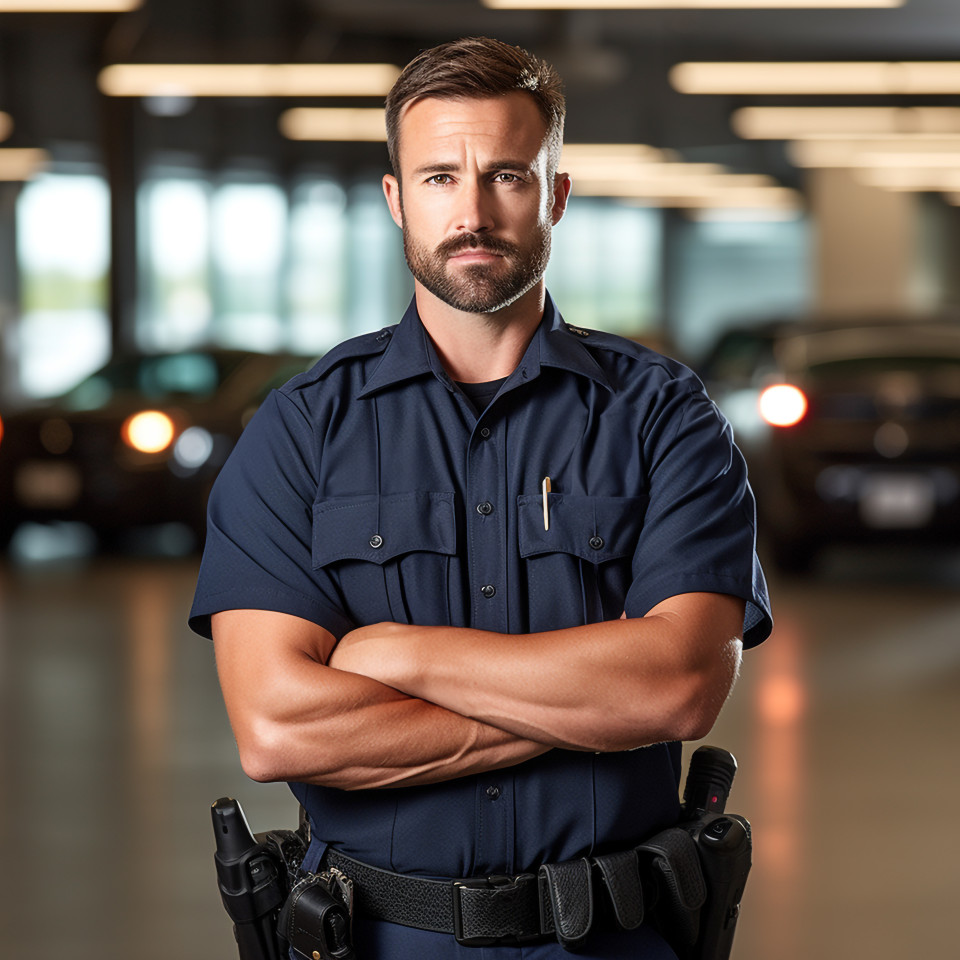 Attractive police officer on duty