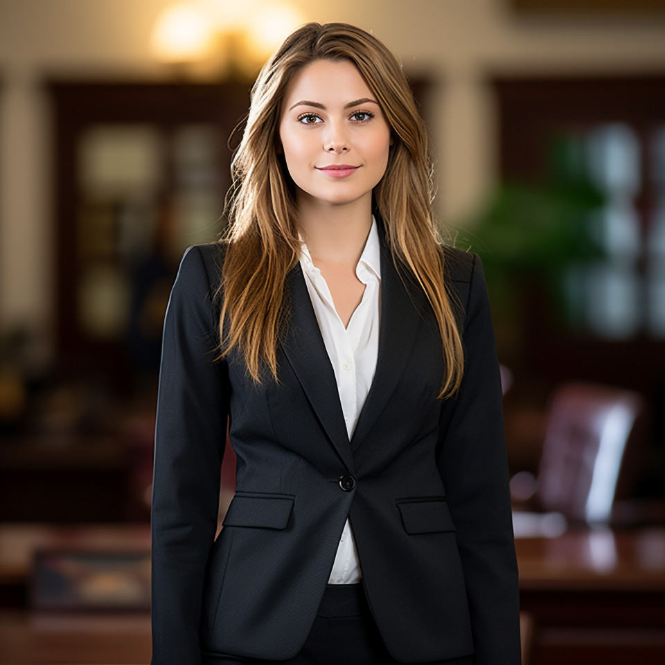 Elegant lawyer presents her case in the courtroom