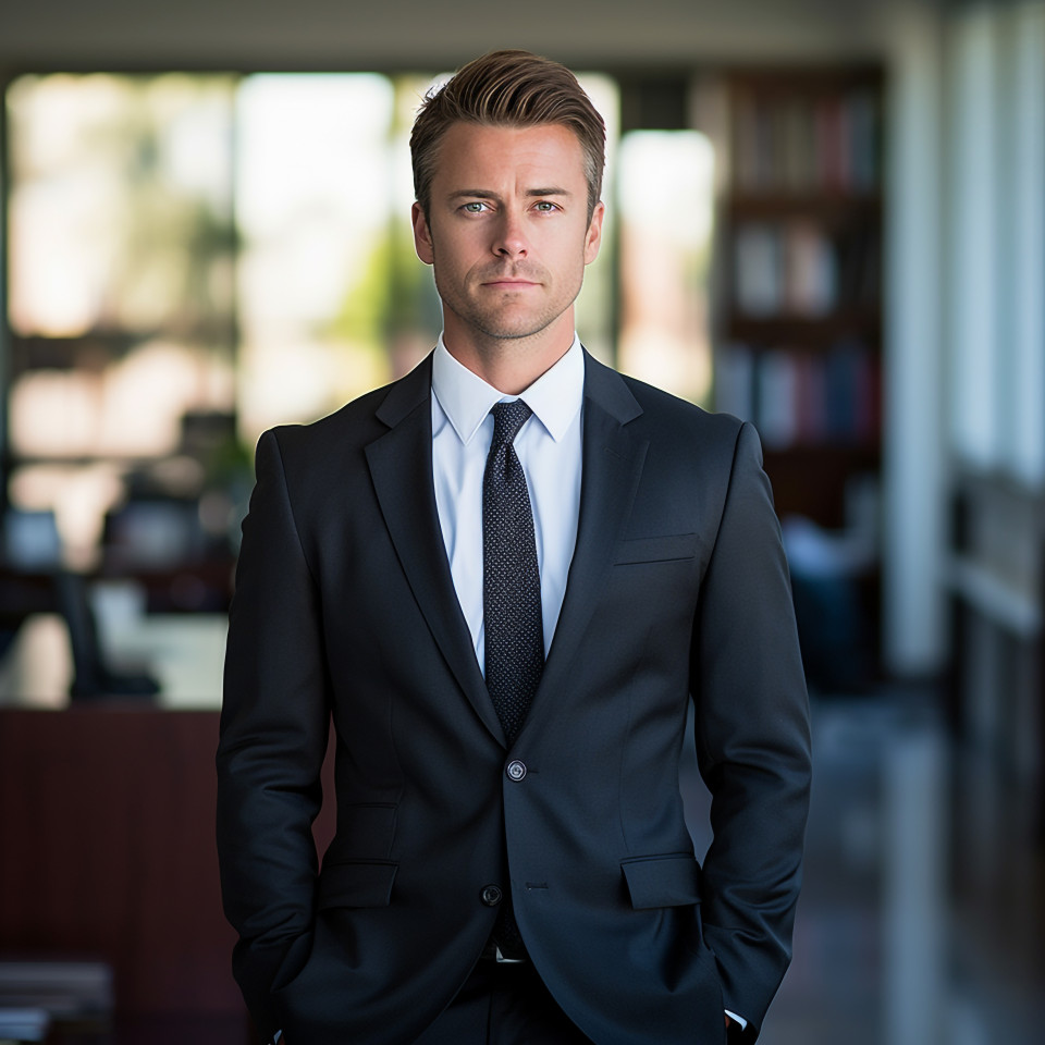 Confident corporate lawyer with strong communication skills