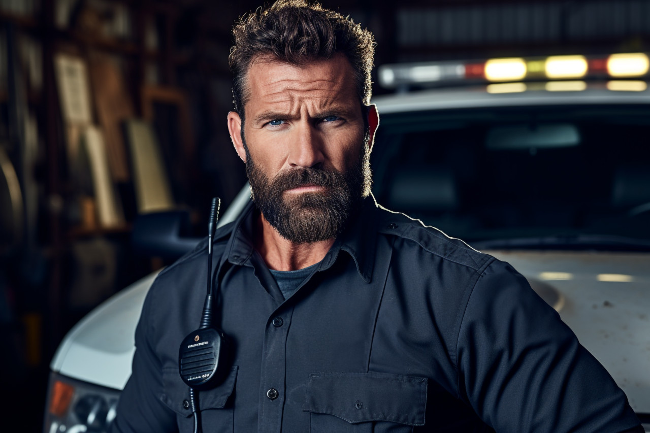 Attractive officer upholding the law