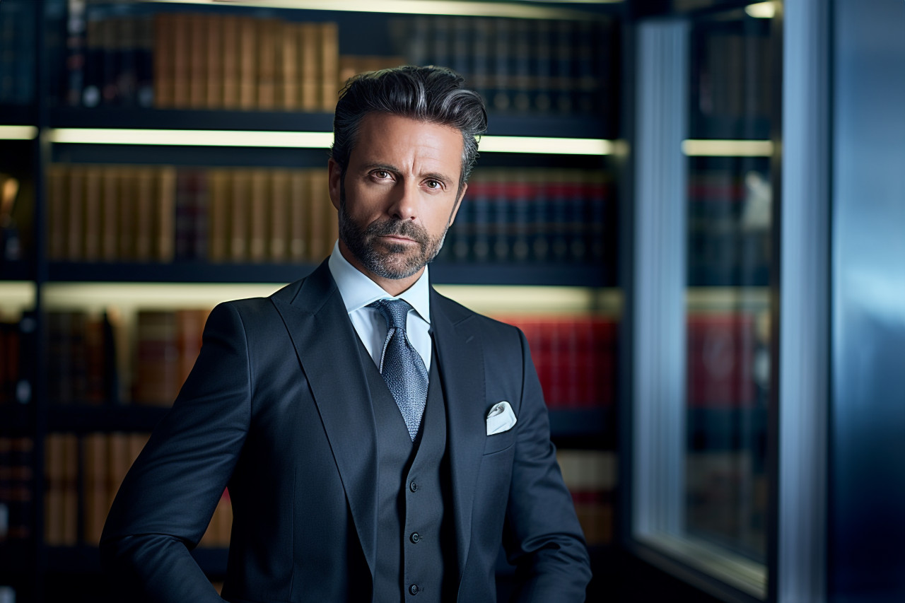 Stylish lawyer in contemporary law office